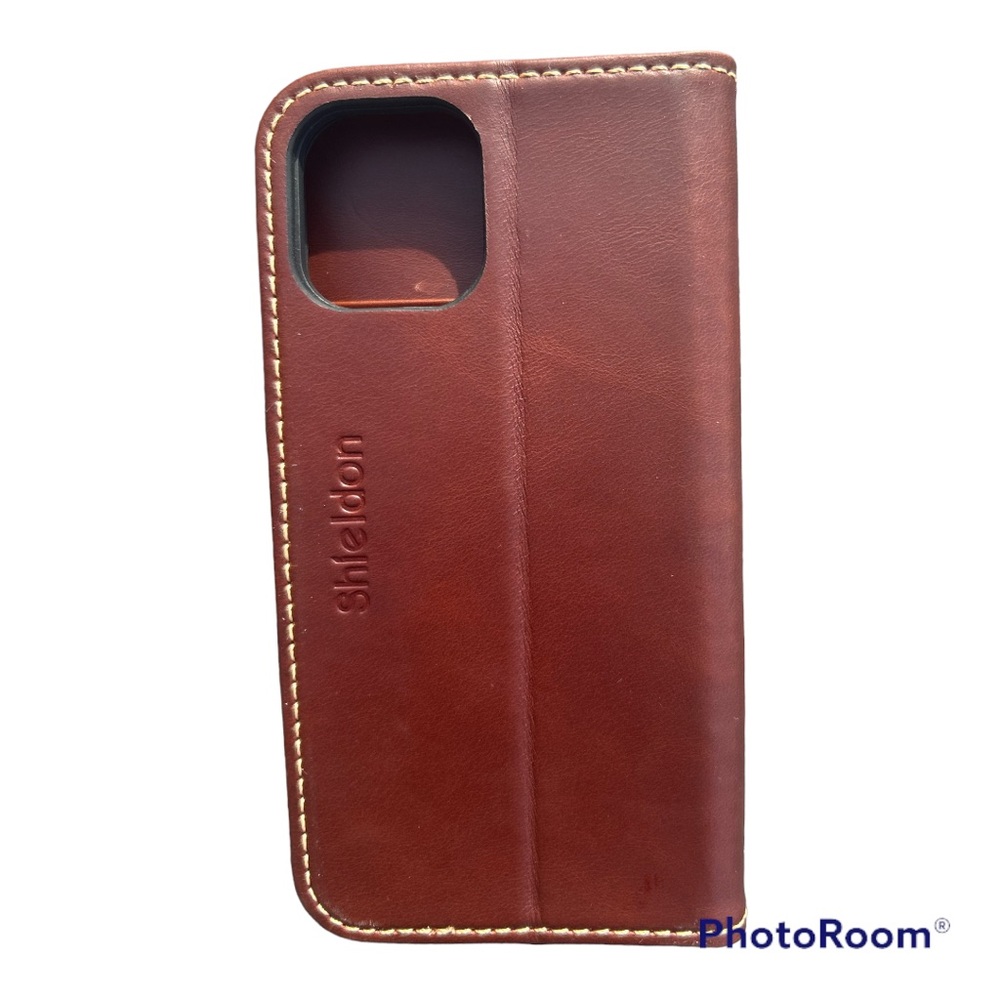 Shieldon Brown Leather Case for IPhone Wallet RFD Blocking Card Slots NEW